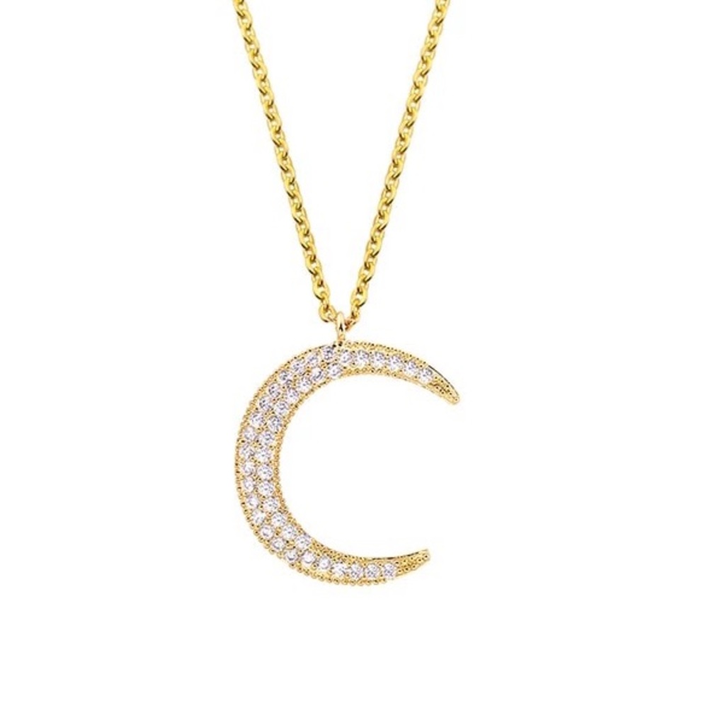 ✨HP! ✨Crystal Encrusted Crescent Moon Necklace✨ - Picture 2 of 6